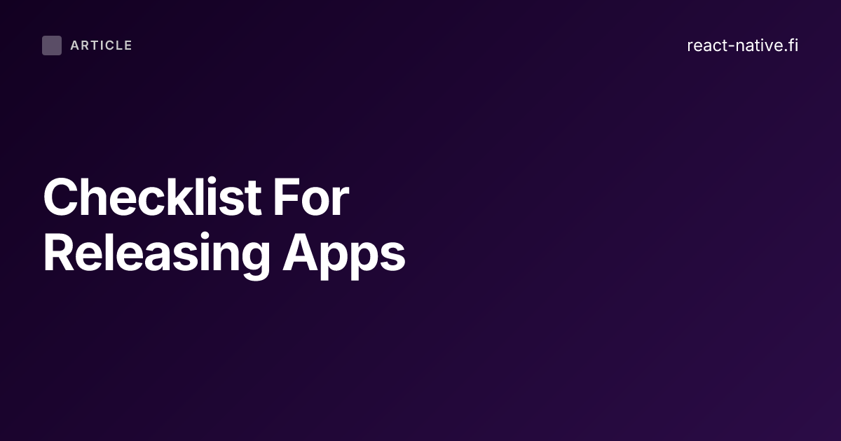 App Store release checklist